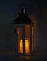 16" Led Candle Decorative Flame Effect Hanging Candle Lantern Table Desk Lamp White Candle Wood Lanterns Home Accessory