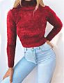 Autumn White Outfits Turtleneck Ladies Black Crop Top Women Long Sleeve Sweater