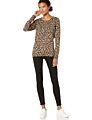 Fall Cotton Cable Knit Leopard Print Sweater Crew Neck Women Pullover