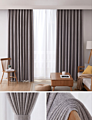 Keewo Double Layer Simple Ready Made Eyelet Ring Style Velvet Linen Light Grey Blackout Curtain