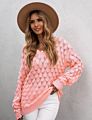 Women's V Neck Pullover Sweater Long Sleeve Hollow Out Lightweight Knit Sweaters