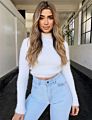 Autumn White Outfits Turtleneck Ladies Black Crop Top Women Long Sleeve Sweater