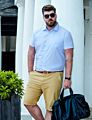 Sell Button down Solid Color Casual Short Sleeve Men's Shirts plus Size