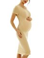 Women's Crew-Neck Crochet Short Sleeves Apron Seamless Casual Dress Pregnant Outerwear Maternity Photo Shoot Dresses