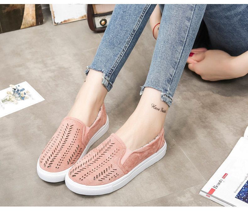 Tenis Feminino Casual Solid Color Large Size Women's Shoes Hollow round Canvas Casual Ladies Sneakers