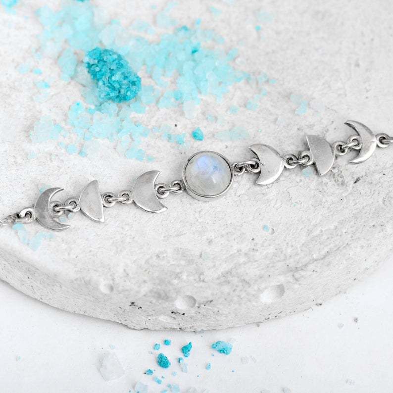 Cross Border Explosive European and American Moon Phase Opal Moonstone Bracelet for Men and Women