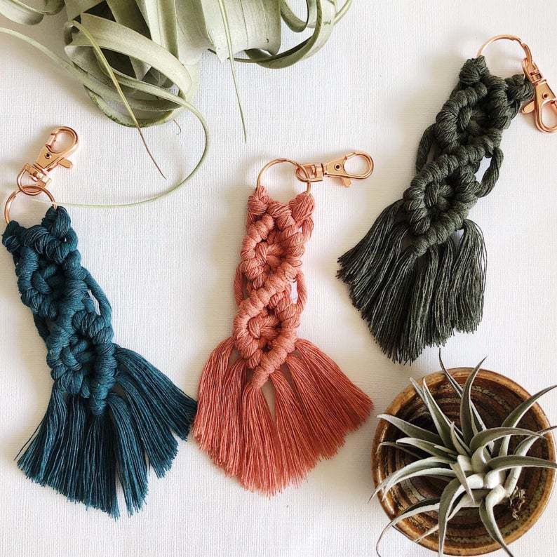 Goods Handmade Bag Accessories Rope Tassels Cotton Thread Weave Boho Macrame Keychain