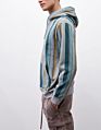 Mgoo Vertical Striped Men's Hoodie Ribbing Cuff and Hem Allover Print Multi Colour Stripes Fitted Hoodies