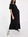 Pregnant Mother Maternity Dress in Black