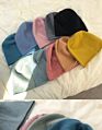 Hat Fine Knit Roll Edge Retro Show Face Small Korean Version Pile Pile Hats Warm Knit Hat