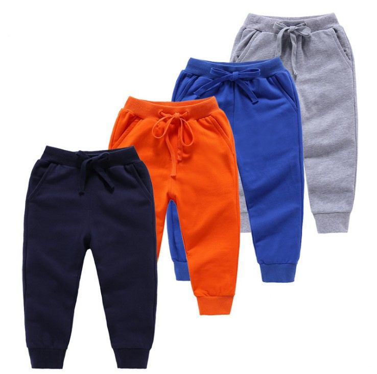 Full Coustomized Kids Jogger Pants Casual Stretch Sports Kids Clothing Plain Solid Trousers