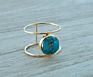Vintage Women Turquoise Quartz Gemstone 18 K Gold Plated Finger Rings Jewelry