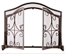 Hearth Small Crest Fireplace Screen with Doors, Decorative Scroll Design, Free Standing Spark Guard