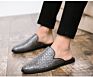 Menswear Half Moccasins Pu Leather Slipper Weaving Loafer Slides Breathable Mules Outdoor Casual Shoes Light
