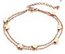 Elegant Women Rose Gold Stainless Steel Small Heart Charm Chain Bracelet