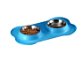 Luxury Silicone Bone Shaped Pet Twins Double Stainless Steel Dog Melamine Bowl for Food Water