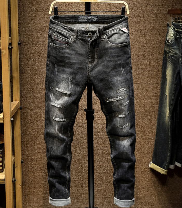 Customized Black Pantalon Jeans Ripped Skinny Fit Denim Design Jeans Men Men Jeans Pants