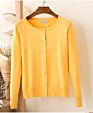 Womens Casual Knit Basic Solid Crew Neck Loose Thin Button Closure Long Sleeves Sweater Cardigan Coat Shawl Jumper