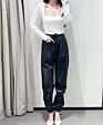 High Waist Pu Leather Trousers Women Faux Leather Pants Tapered Joggers Pants Women