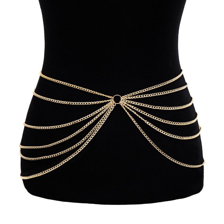 Fashionable Tassels Full of Brick Thigh Chain Club Waist Chain Jewelry Women Body Chain Dress