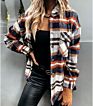 Autumn Oversize Pockets Button Women Plaid Fleece Shacket