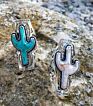 Antique Silver Plated Vintage Navajo Tipi Dramatic Cactus Turquoise Stone Ring for Women