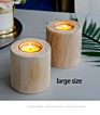 Customizable Wooden Candlestick with Glass Cup for Candles Holder