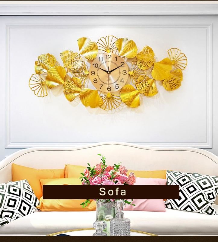 Modern Wall Clock Jjt Design Gold Leaf Metal Wall Clock for Home Decoration Horloge Murale