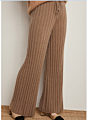 100 Pure Cashmere Rib Knitted Womens Loose Wide Leg Pants