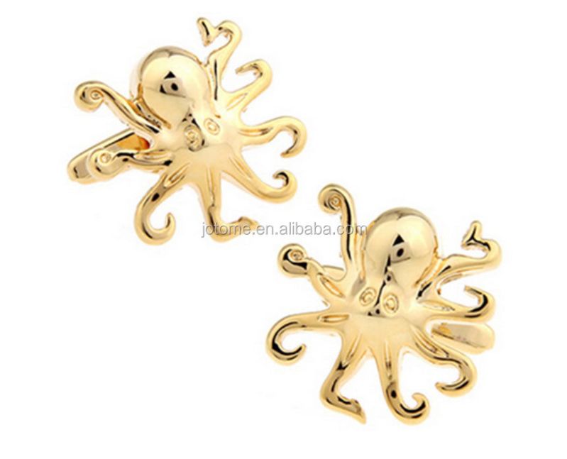 Gold Metal Color Cute Octopus Cufflinks for Men