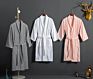 Logo 100% Cotton Waffle White Bathrobes Textile Bathrobes for Men and Women