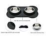 Divtop Non-Slip Silicone Mat Feeder Double Pet Bowl,Silicone Foldable Traveling Double Stainless Steel Dog Bowls.