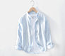 Standing Collar Cotton Linen Shirt Men Loose Long Sleeve Linen Shirt with White Breathable