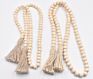 Diy Home Christmas Decor White Wood Bead Garland with Tassels