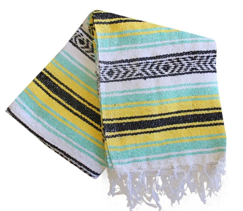 Polyester Cotton Baja Falsa Beach Home Throw Traditional Mexican Yoga Blanket