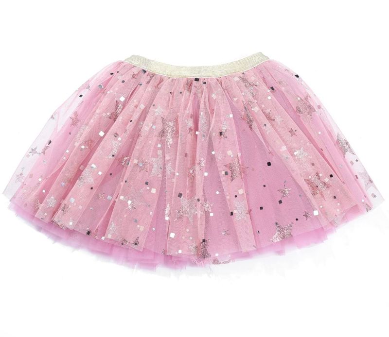 Style Girl Stars Sparkling Square Tutu Skirt Soft Tulle Tutu