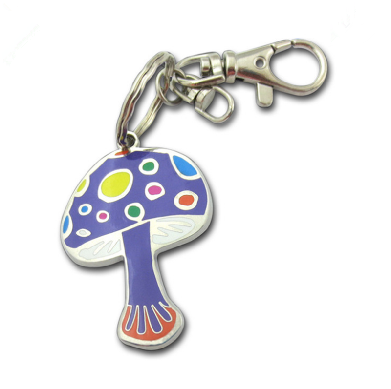 Gifts Crafts Metal Made Mushroom Logo Hard Enamel Plant Keychains