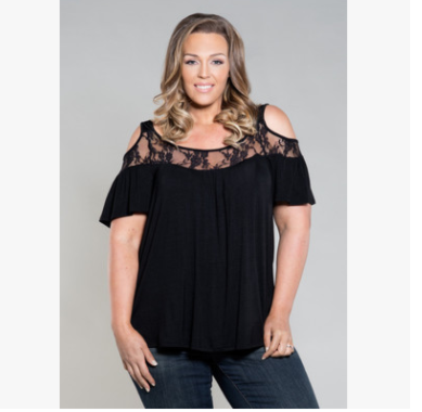 Ladies off Shoulder Lace Blouses Tops plus Big Size Fat Blouse