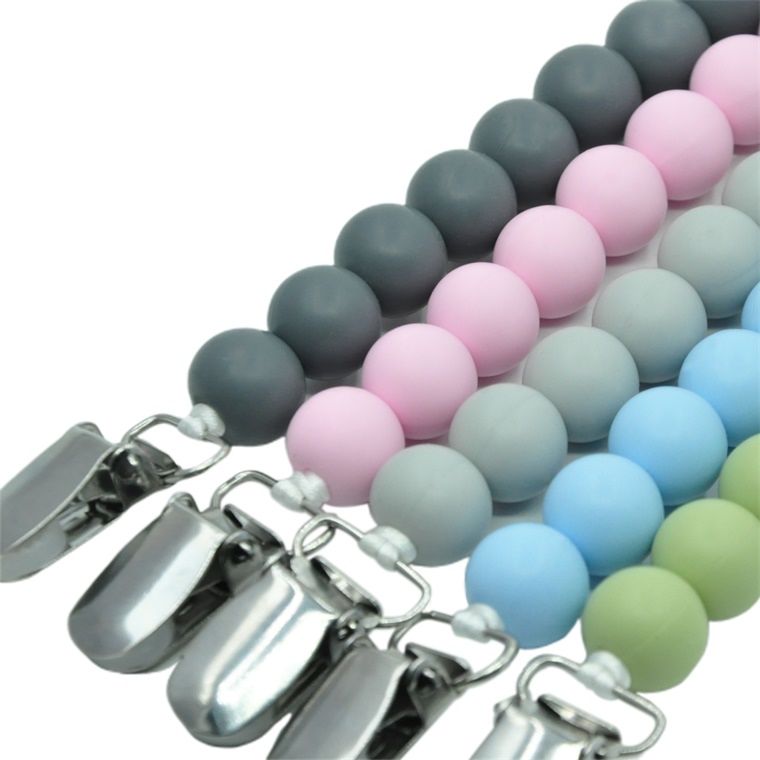 Baby Shower Gift Teether Toys Pacifier Clips Silicone Teething Beads Chain Bpa Free Pacifier Clip Holder