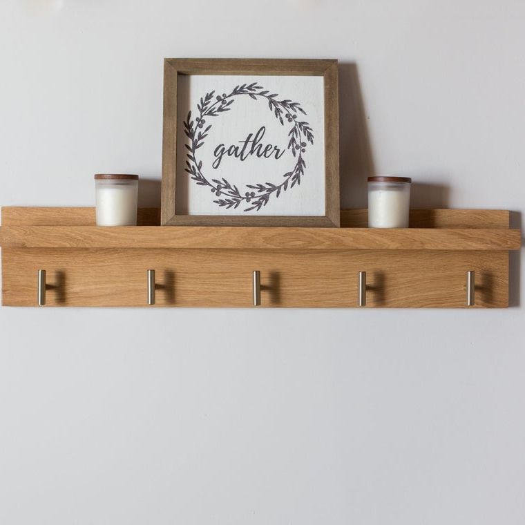 Coat Hooks with Shelf Wall Mounted, Coat Rack for Wall with Shelf, Rustic Wood Entryway Shelf with Hooks Coat Hanger with Shelf