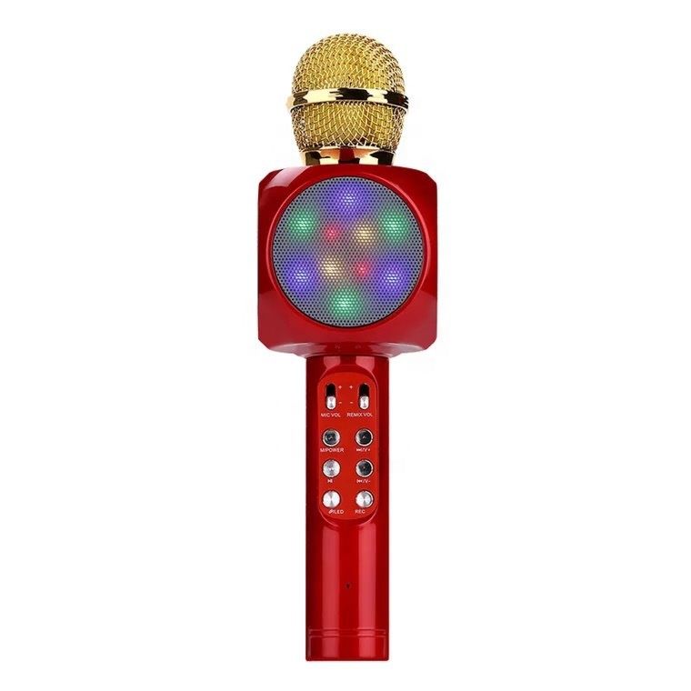 Ws1816 Led Light Mini Wireless Multifunctional Karaoke Microphone Mic for Singing