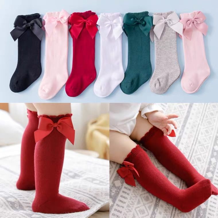 7 Color Spring Bow Knee High Socks Baby Girls Socks