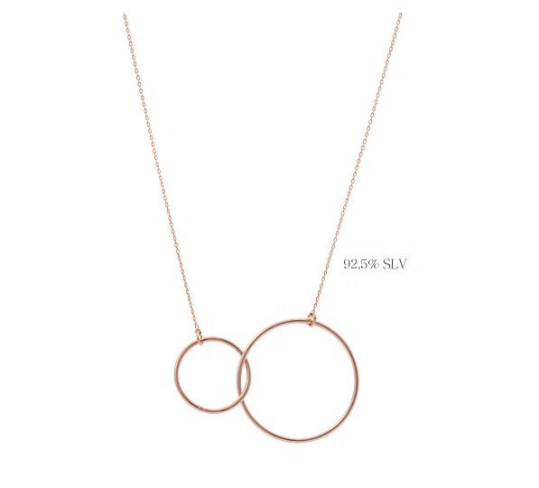 Promotion !Gold Plated Interlocking Double Circles Necklace Silver 925 by Moyu