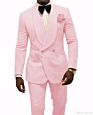 Hd142 Made Slim Fit Pink Mens Floral Prom Party Double Breasted Suit Men Wedding Suits Groom Tuxedos (Jacket+Pant)