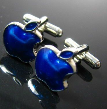 Charming Blue Metal Apple Cufflinks for Gift