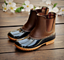 Women's Slip on Ankle Boots Personalized Waterproof Cotton Lined Black and Brown Leather round Toe Snow Rain Duck Boots