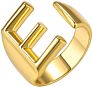 Flynee Jewelry Personalized Brass Gold Bold Initial Letter a to Z Open Alphabet Ring for Women