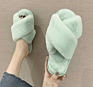 Warm Faux Fur Woman Slippers Ladies Cross Soft Plush Female Open Toe Furry Slipper