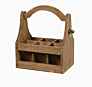 Wooden Beer Caddy with Handle and Metal Bottle Opener