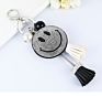 Full Crystal Smiley Face Keychain Rhinestone Face Pearl Tassel Keyring for Kid Lady (Kc243C)